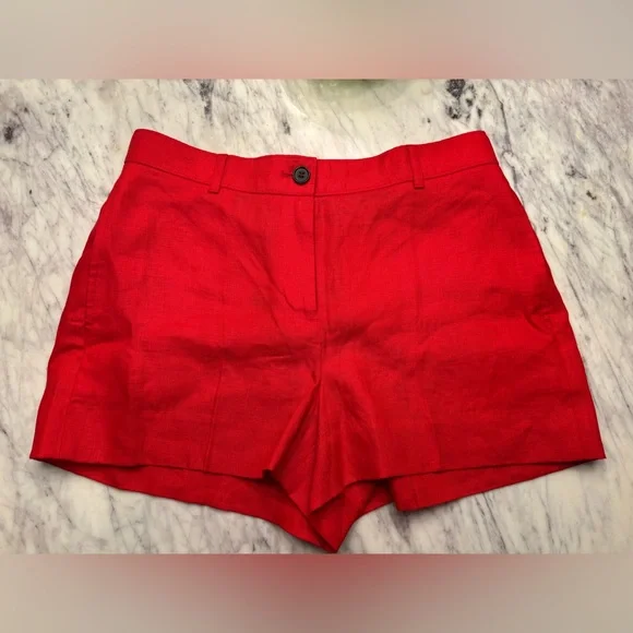 J Crew tomato red 3” inch 100% linen Harbor shorts size S NWT - Picture 4 of 6